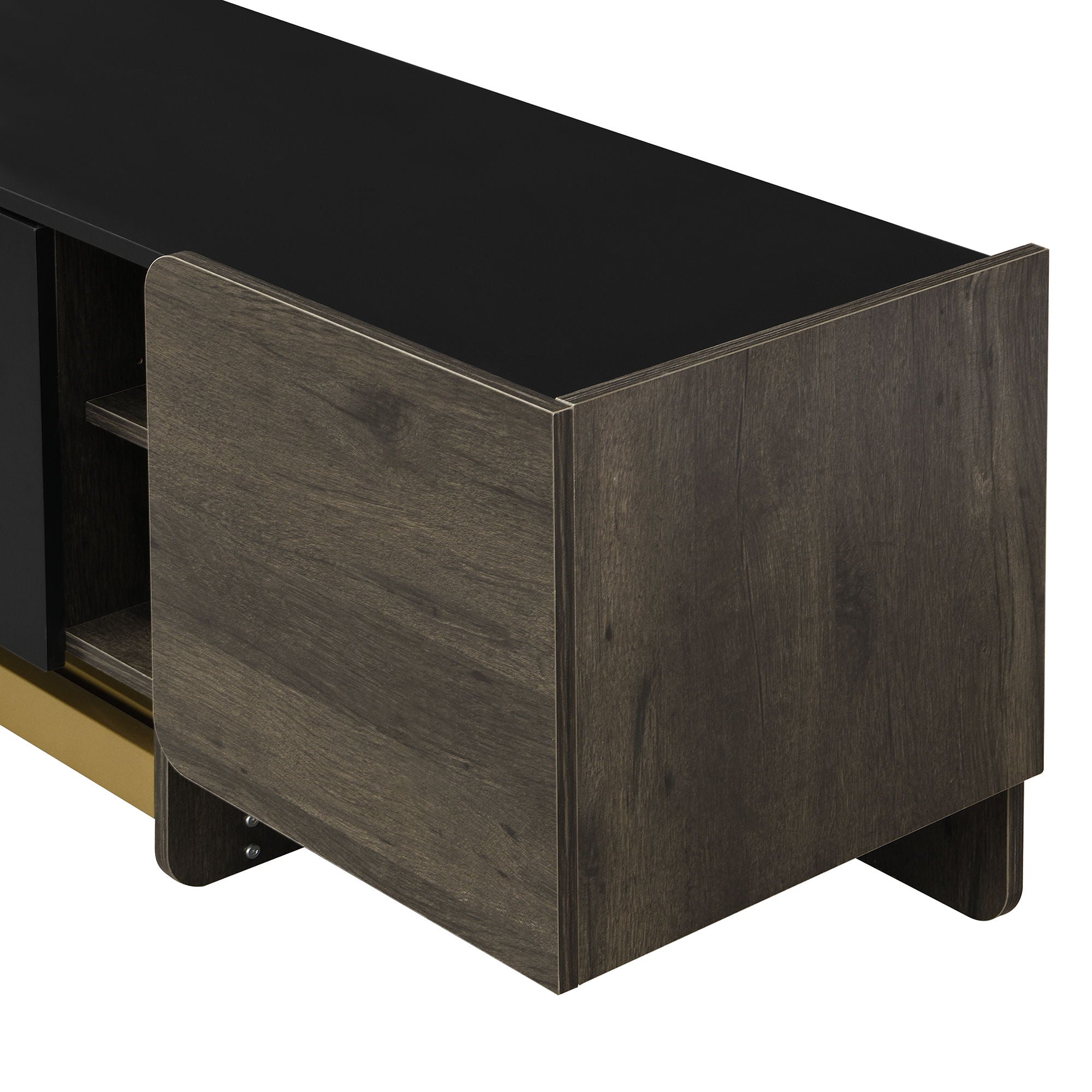 TV Stand With 1 Drawer, 2 Cabinets And Adjustable Shelves