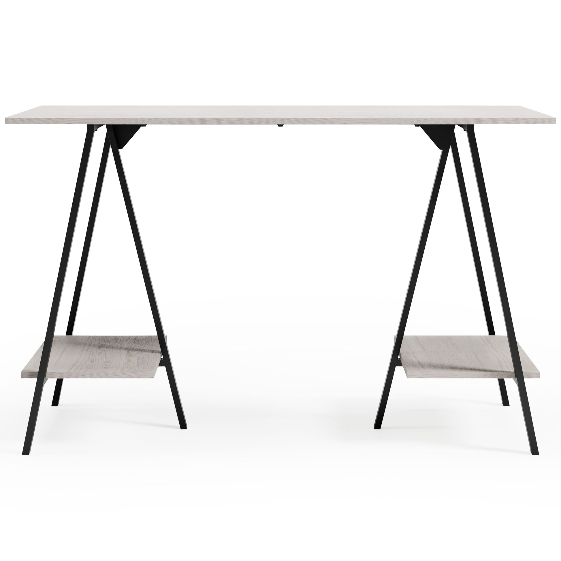 Signature Design by Ashley® Bayflynn - White / Black - Home Office Desk - 2 Fixed Shelves | Meri Furniture