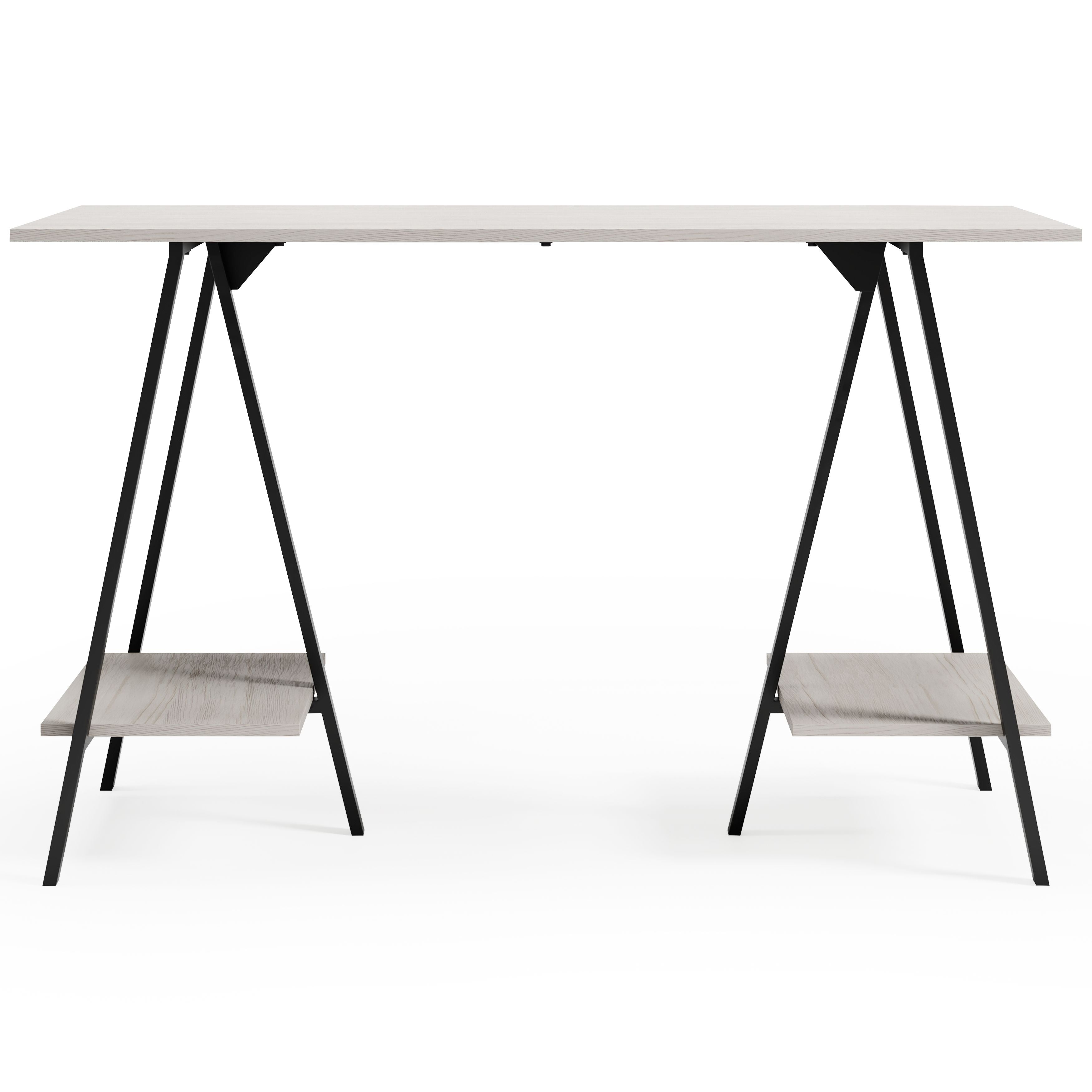 Signature Design by Ashley® Bayflynn - White / Black - Home Office Desk - 2 Fixed Shelves | Meri Furniture