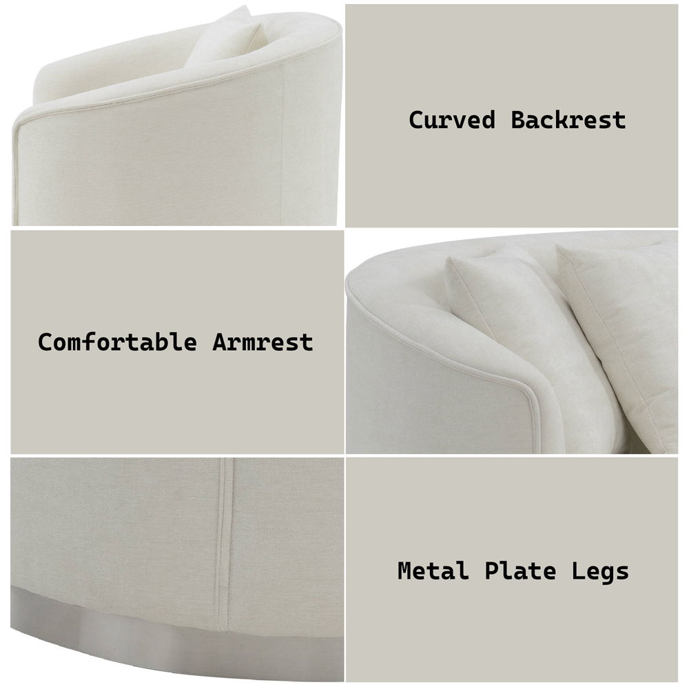 Odette - Loveseat With 2 Pillows - Beige Chenille