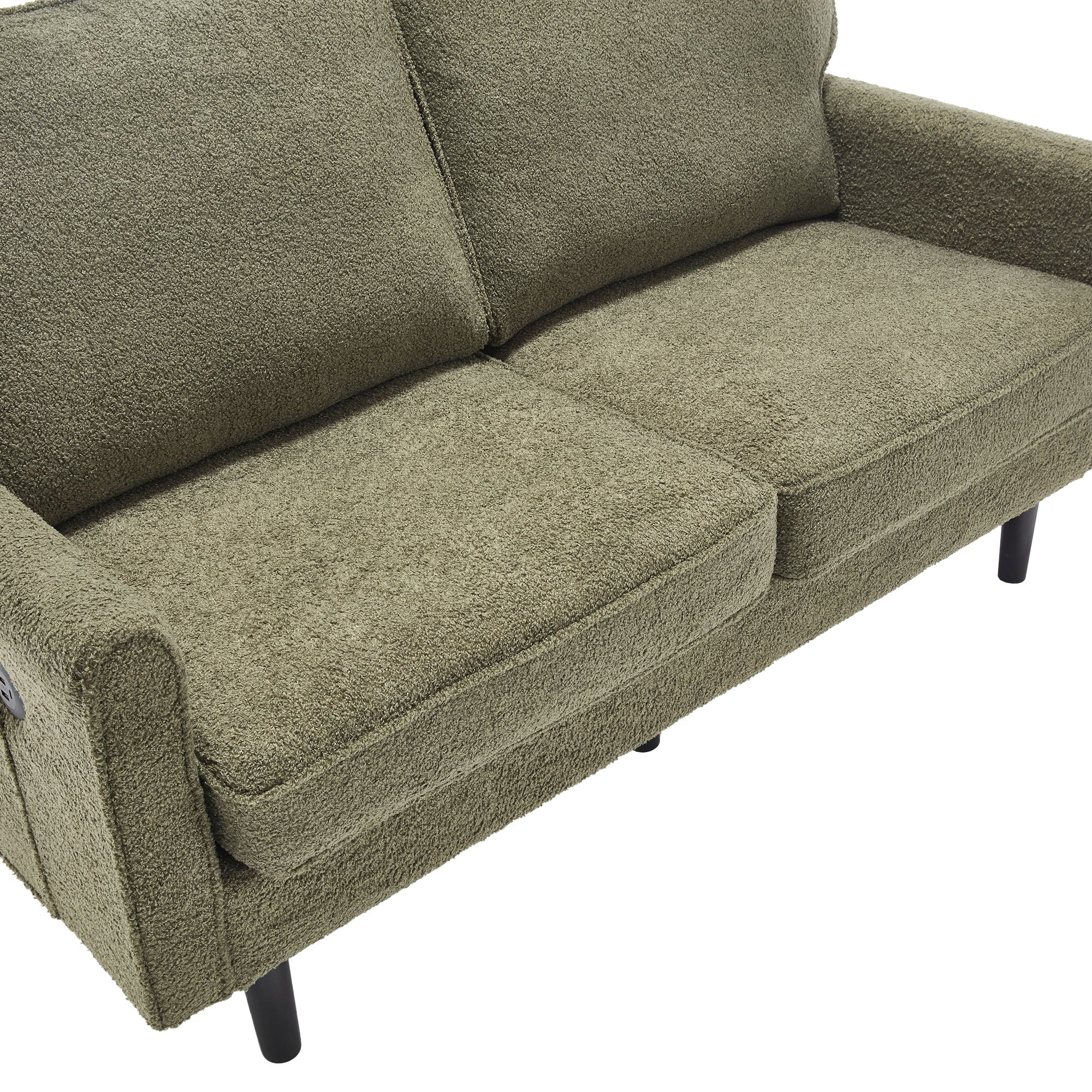 Mid Century Modern Loveseat Sofa With USB Ports, Removable Pillow Cover