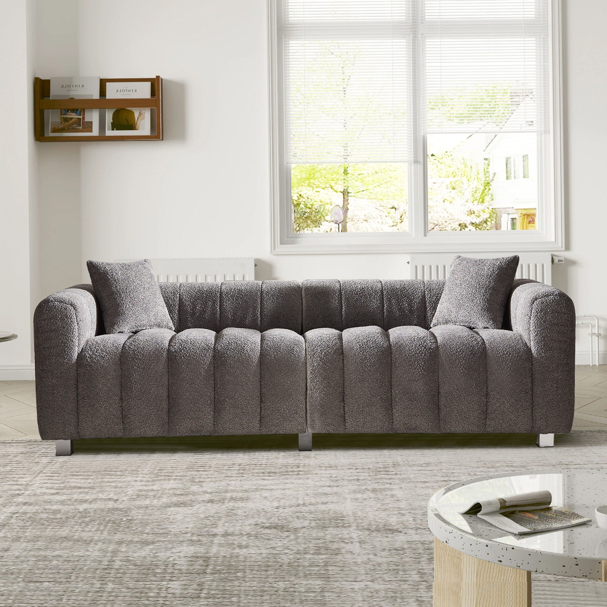 Modern 3 Seater Sofa With 2 Pillows