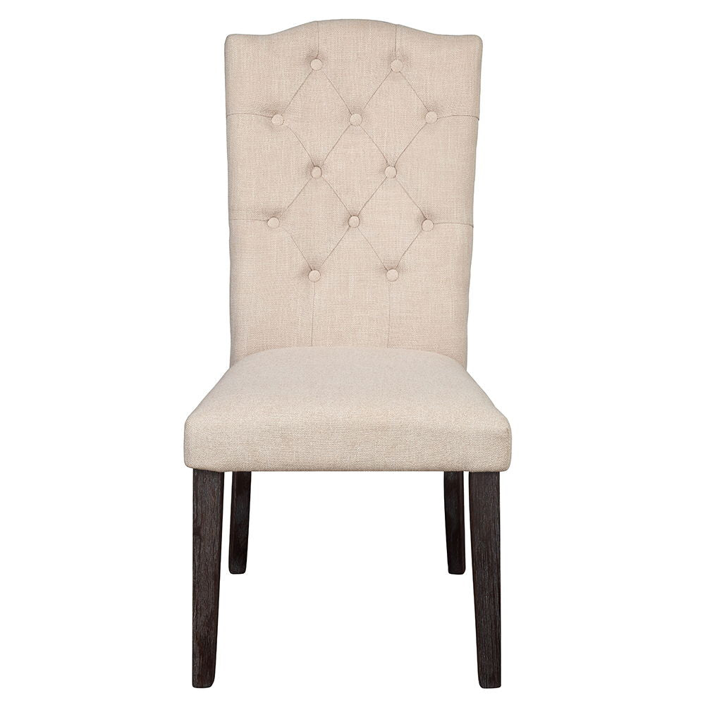Gerardo - Side Chair Set of 2) - Beige Linen & Weathered Espresso