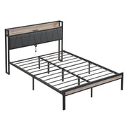 Modern Platform Bed Frame With Upholstered Storage Headboard, USB Ports
