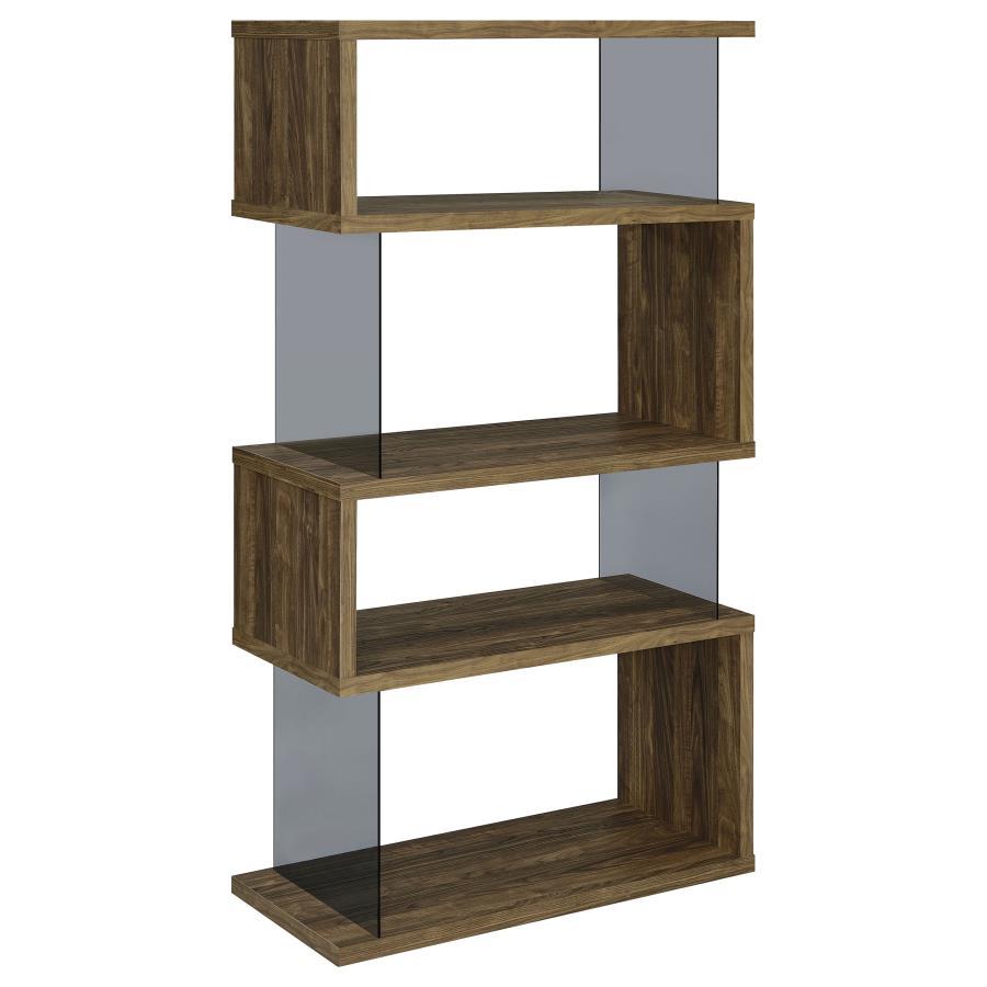 Coaster Fine Furniture Emelle - 4-Shelf Glass Panel Bookshelf | Meri Furniture