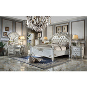 ACME Vendome - Vanity Stool - Beige PU & Antique Silver Finish | Meri Furniture
