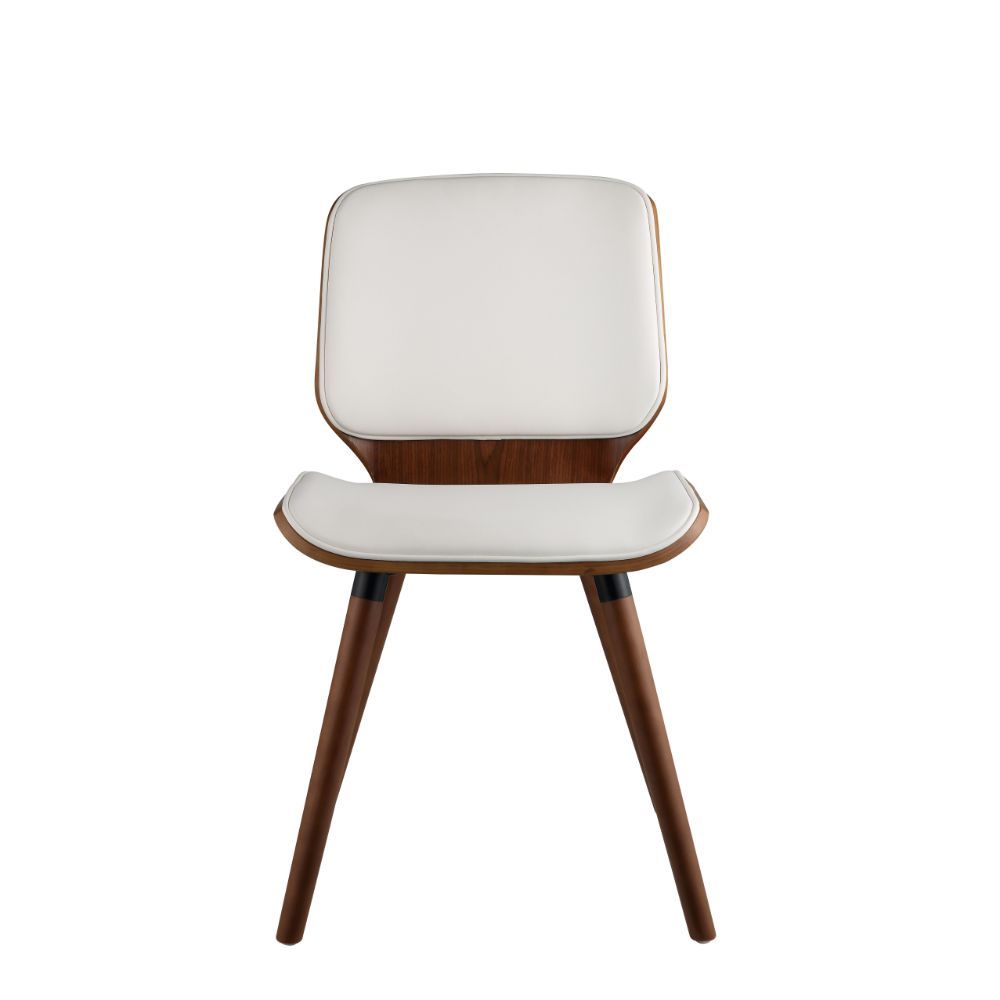 ACME Nemesia - Accent Chair - White PU & Walnut | Meri Furniture