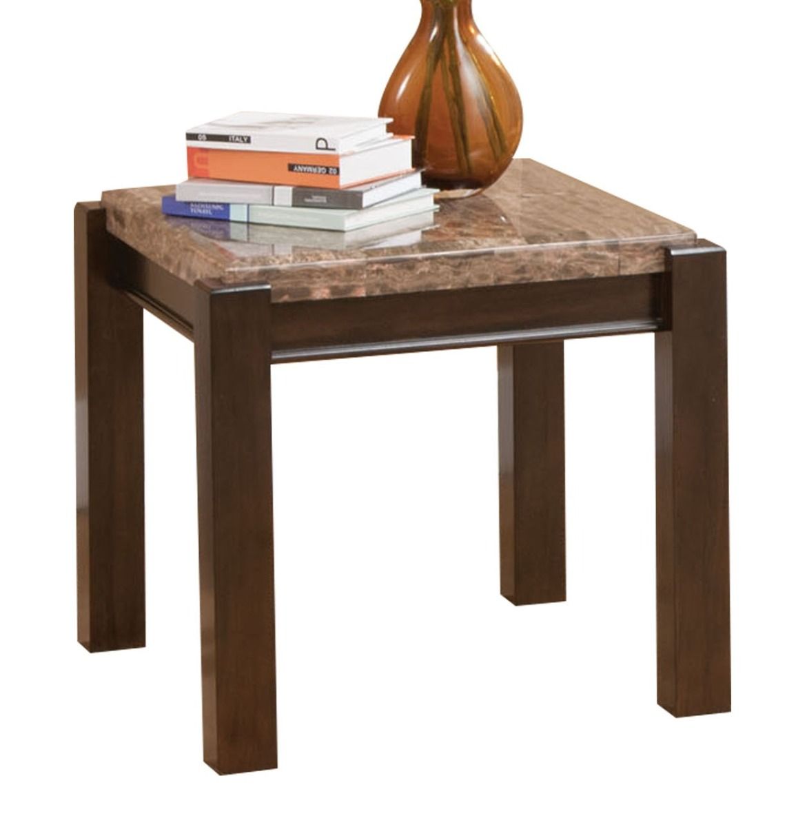 ACME Dwayne - End Table With Marble Top - Walnut | Meri Furniture