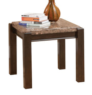 ACME Dwayne - End Table With Marble Top - Walnut | Meri Furniture