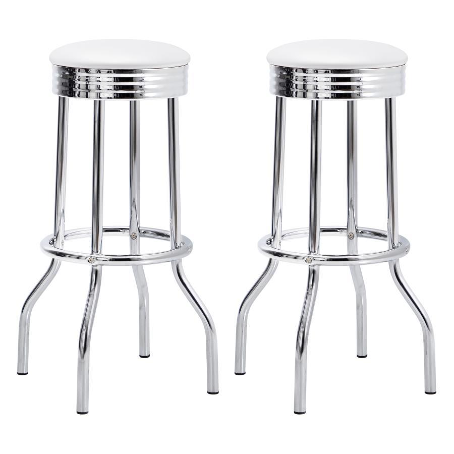 Coaster Fine Furniture Retro - Upholstered Metal Swivel Bar Stool (Set of 2) | Meri Furniture