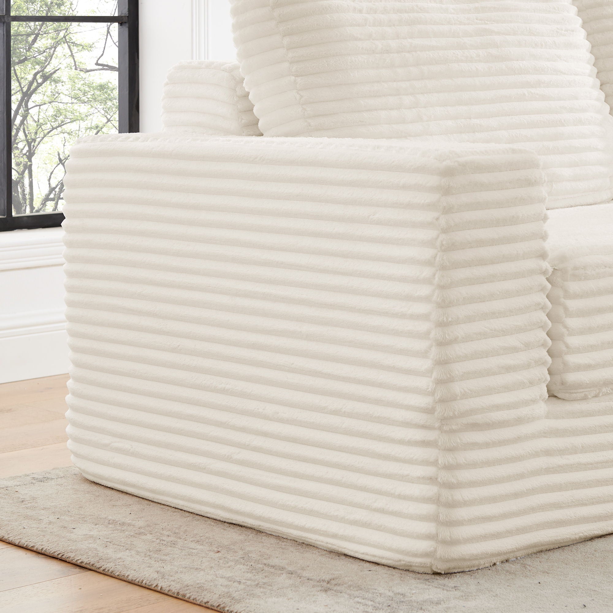 Modern Minimalist L Shape Modular Sectional Sofa, Corduroy Couch