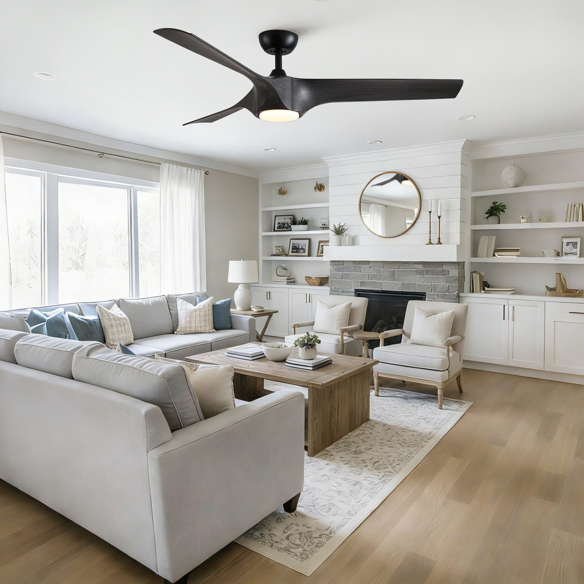 Reversible Quiet Motor Ceiling Fan Light With ABS Blades