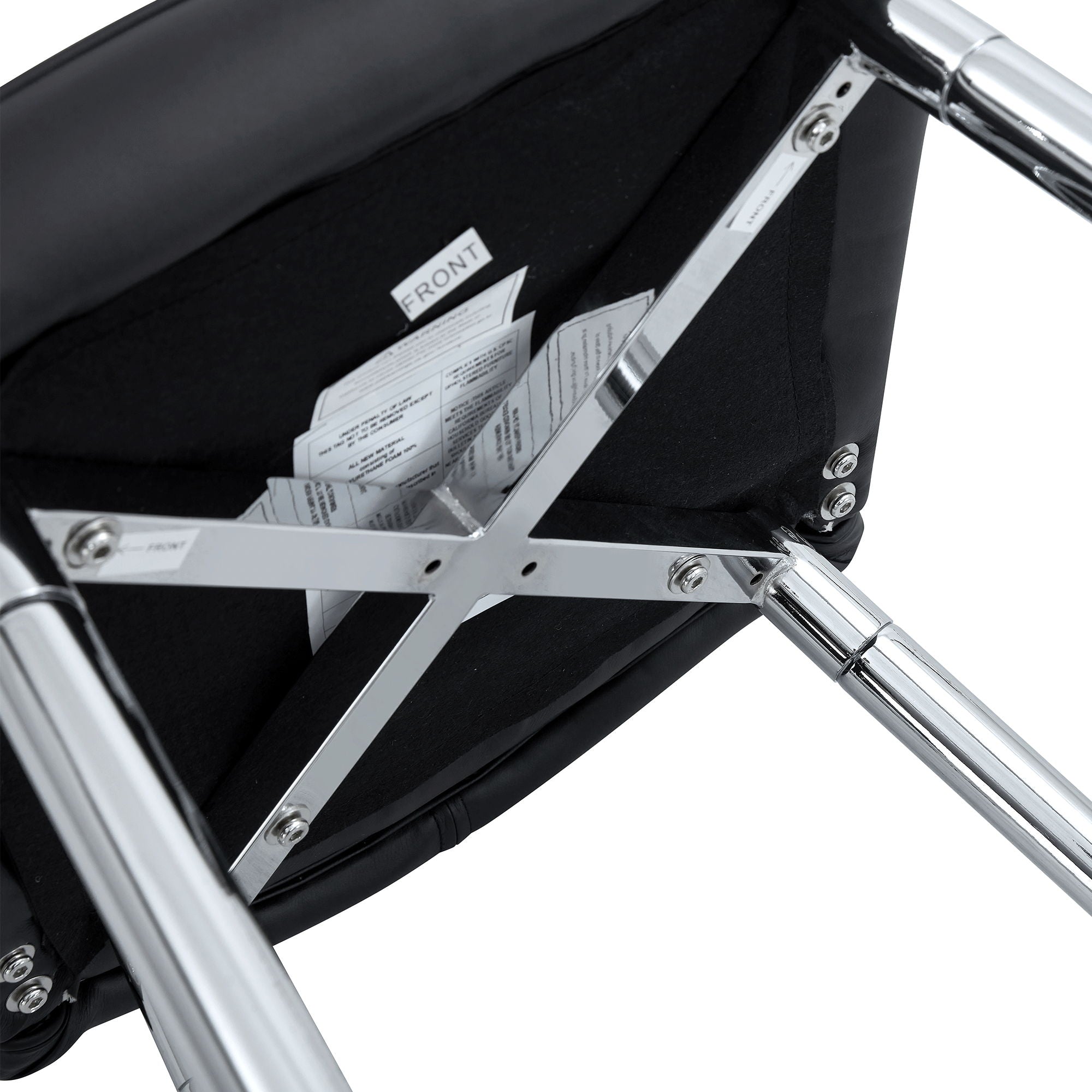 Modern Bar Chair Set Streamlined Backrest Metal Legs 2 Pieces - Black / Silver