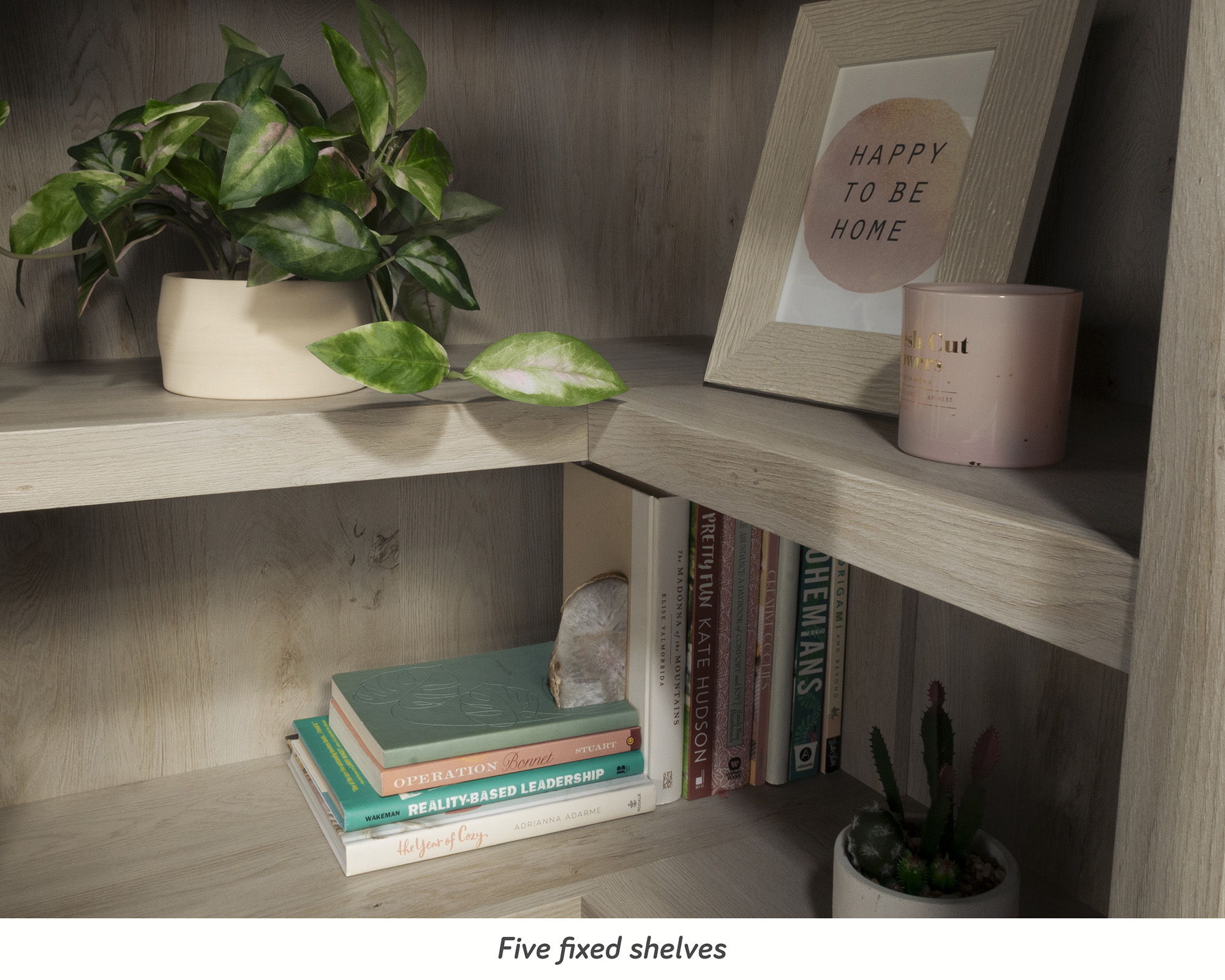 5-Shelf Corner Bookcase in Chalked Chestnut