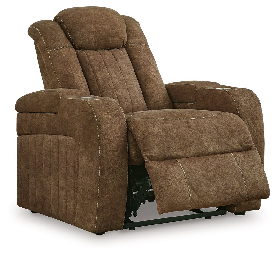 Signature Design by Ashley® Wolfridge - Brindle - Power Recliner/Adj Headrest | Meri Furniture