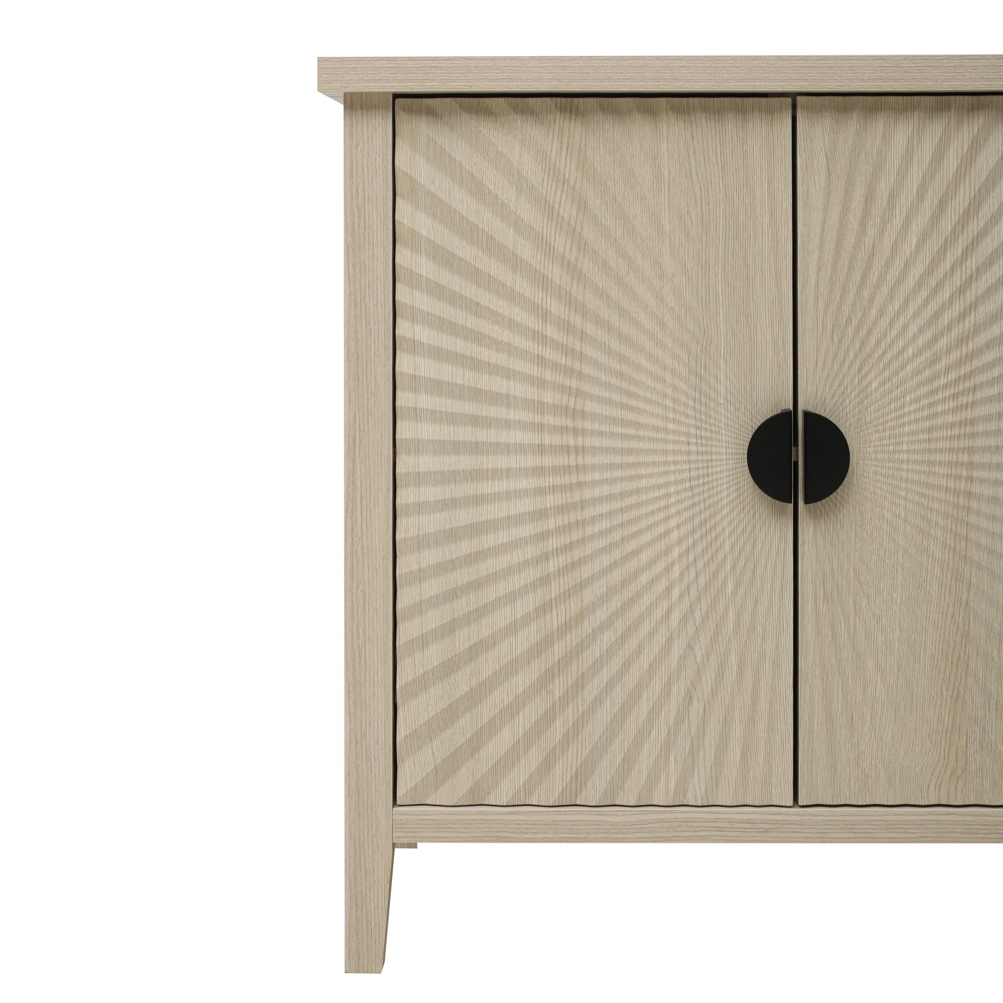 4 Door Sideboard, Carved Sideboard Buffet Cabinet With Storage, Modern Coffee Bar Cabinet With Adjustable Shelf For Living Room, Dining Room, Kitchen - Natural