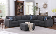 Cooper 125"W Stone Gray Woven Fabric 7Pc Reversible L-Shape Sectional Sofa with Ottoman and Cupholder