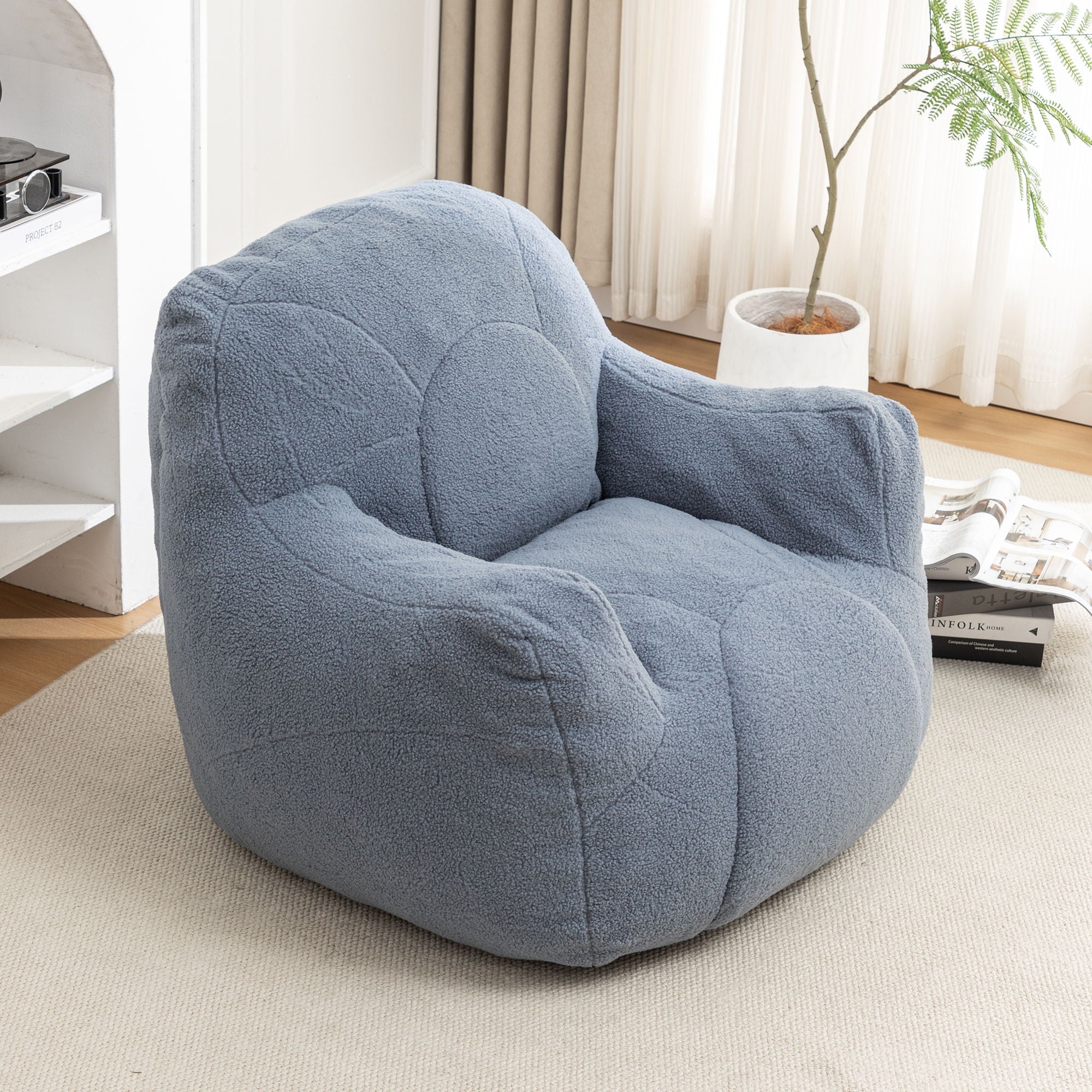 Comfy Bean Bag Chair With Filler, Fluffy And Cozy Seating