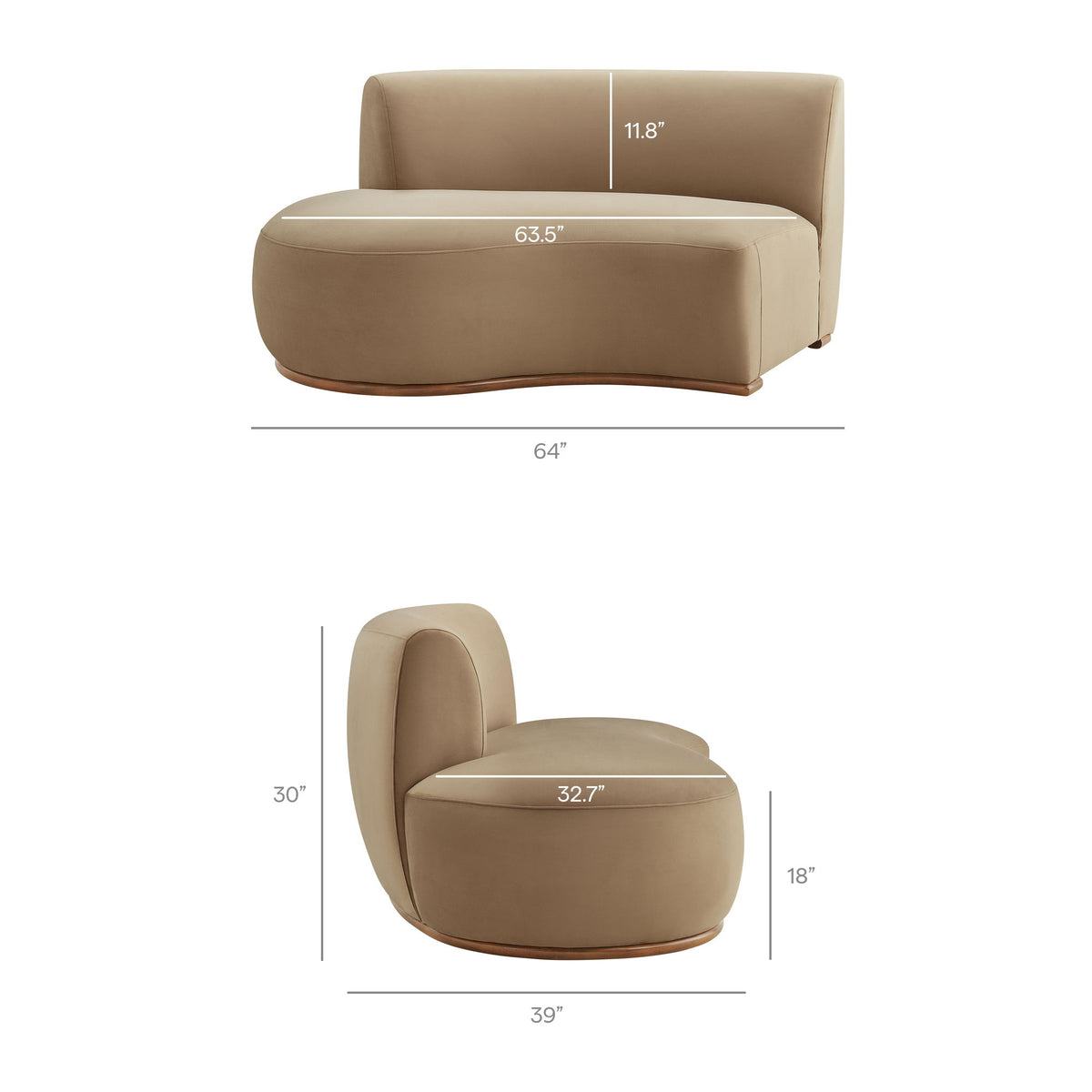 Rialta 3 Piece Curved Performance Velvet Sectional Sofa by Modway