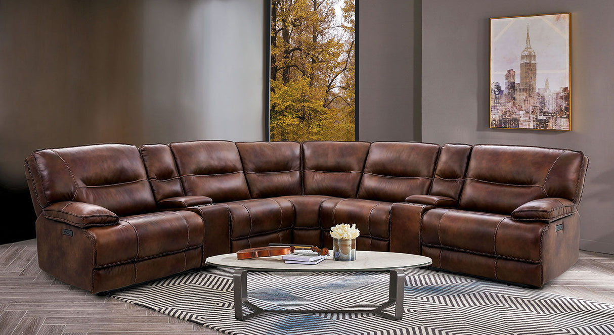 Furniture of America Louella - Power Sectional - Brown | Meri Furniture