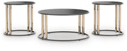 Hannerly - Occasional Table Set (Set of 3) - Black / Gold Finish