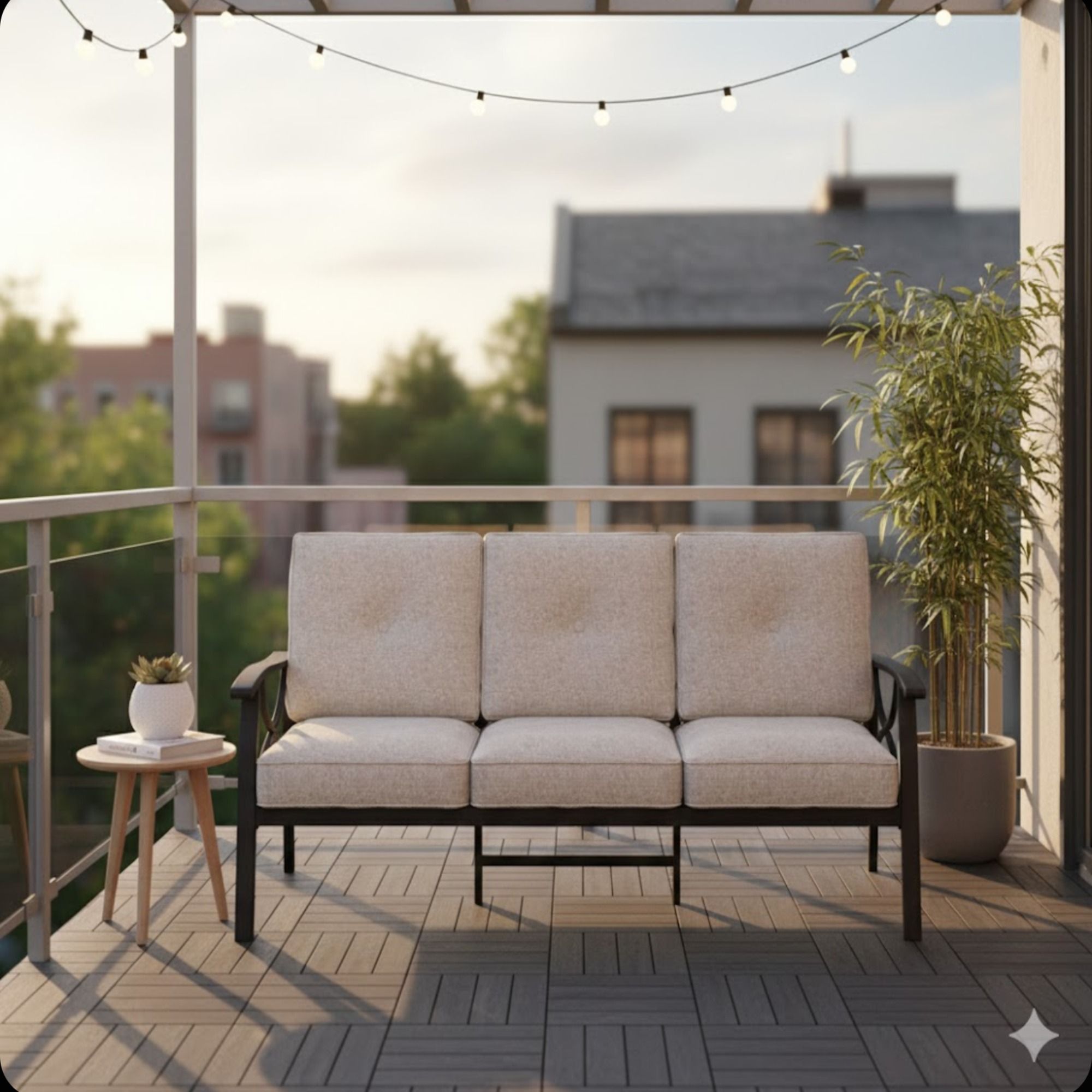 All-Weather 3 Seat Patio Sofa With Cushions