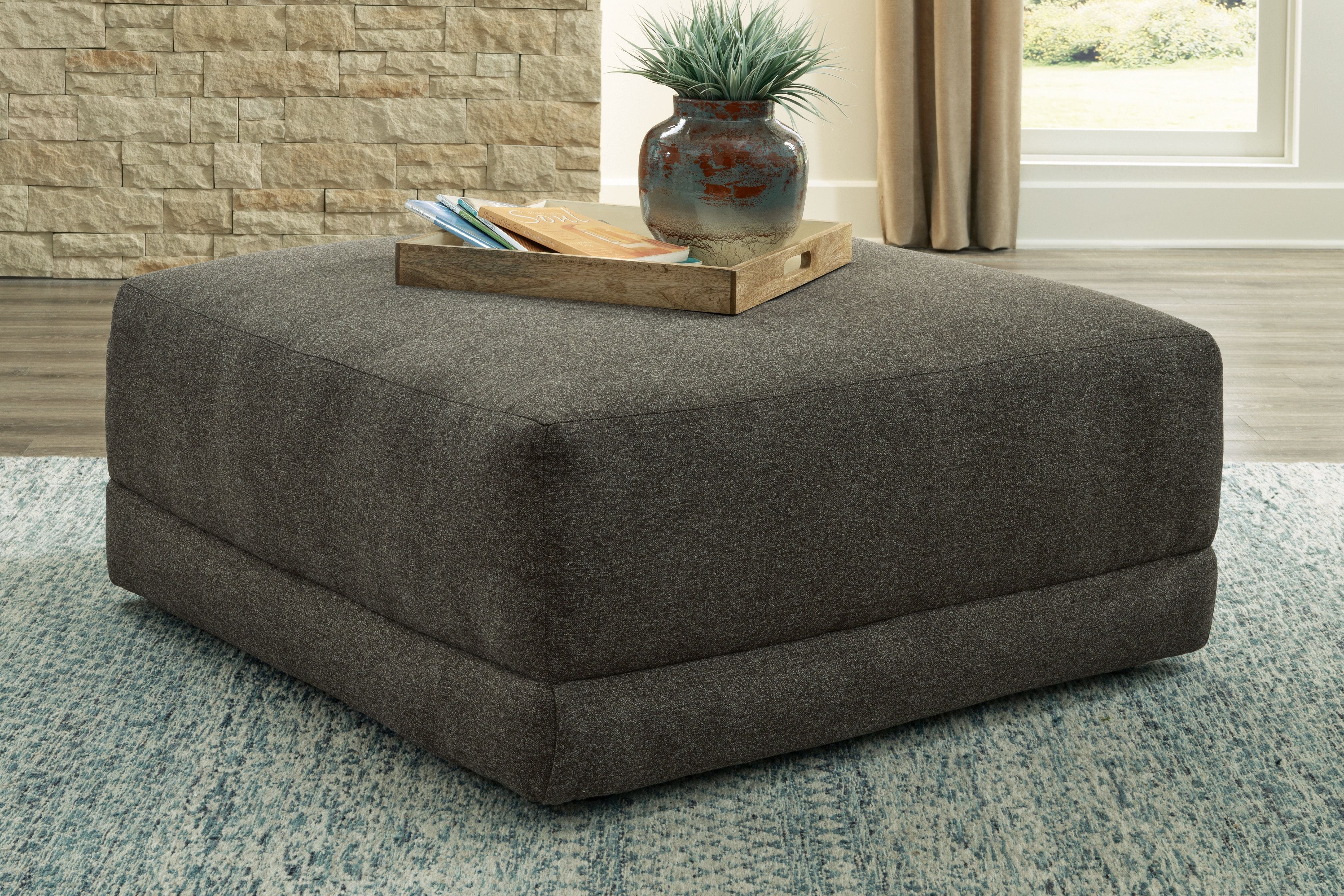 Ashley® Evey - Granite - Oversized Accent Ottoman | Meri Furniture