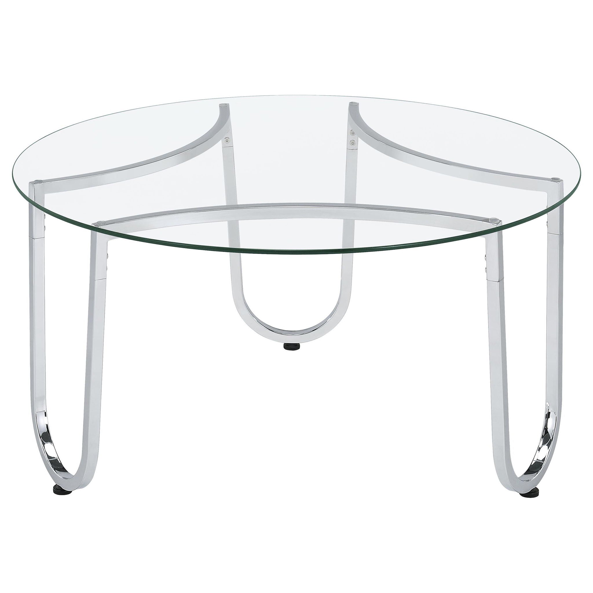 Beller Round Tempered Glass Top Cocktail Coffee Table Chrome