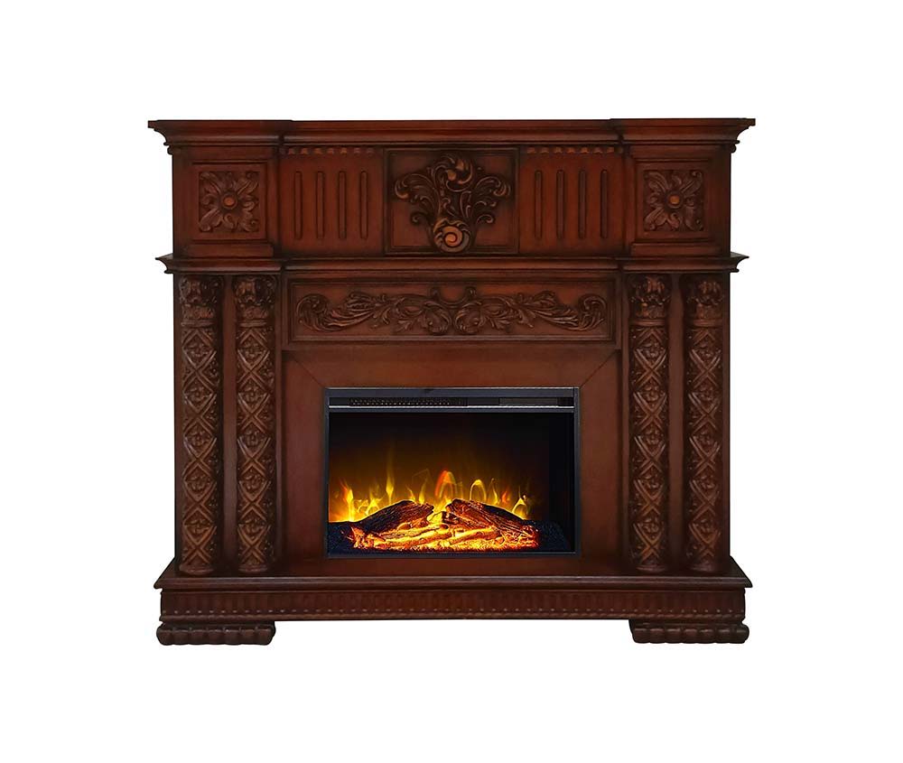 ACME Classy meets functional in this Vendom fireplace. This unit's classic look, features realistic flame and amber effects to create the perfect cozy night in. | Meri Furniture