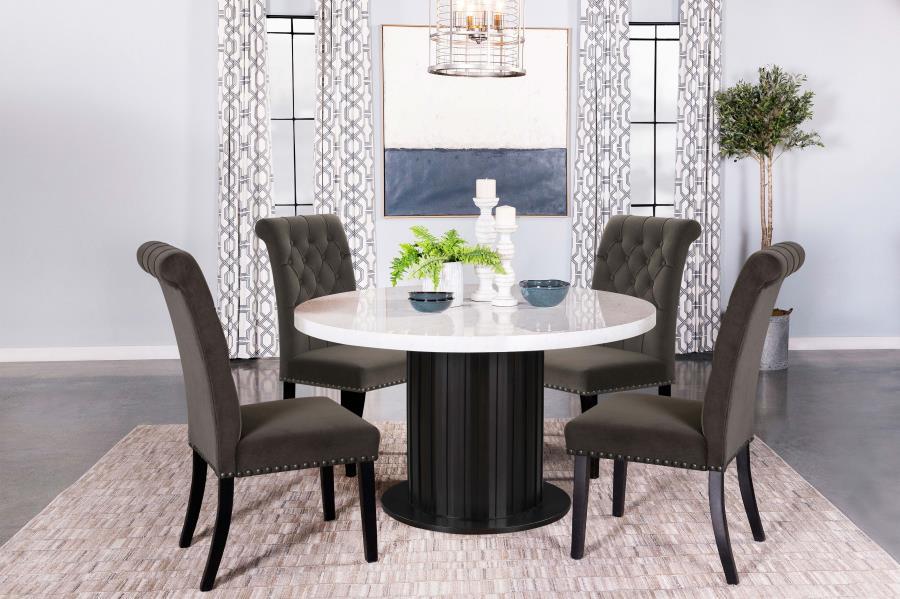 Coaster Fine Furniture Sherry - Round Marble Top Dining Table Set | Meri Furniture
