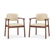 Dining Room Chairs, Ideal For Home & Kitchen (Set of 2) - Beige / Dark Walnut