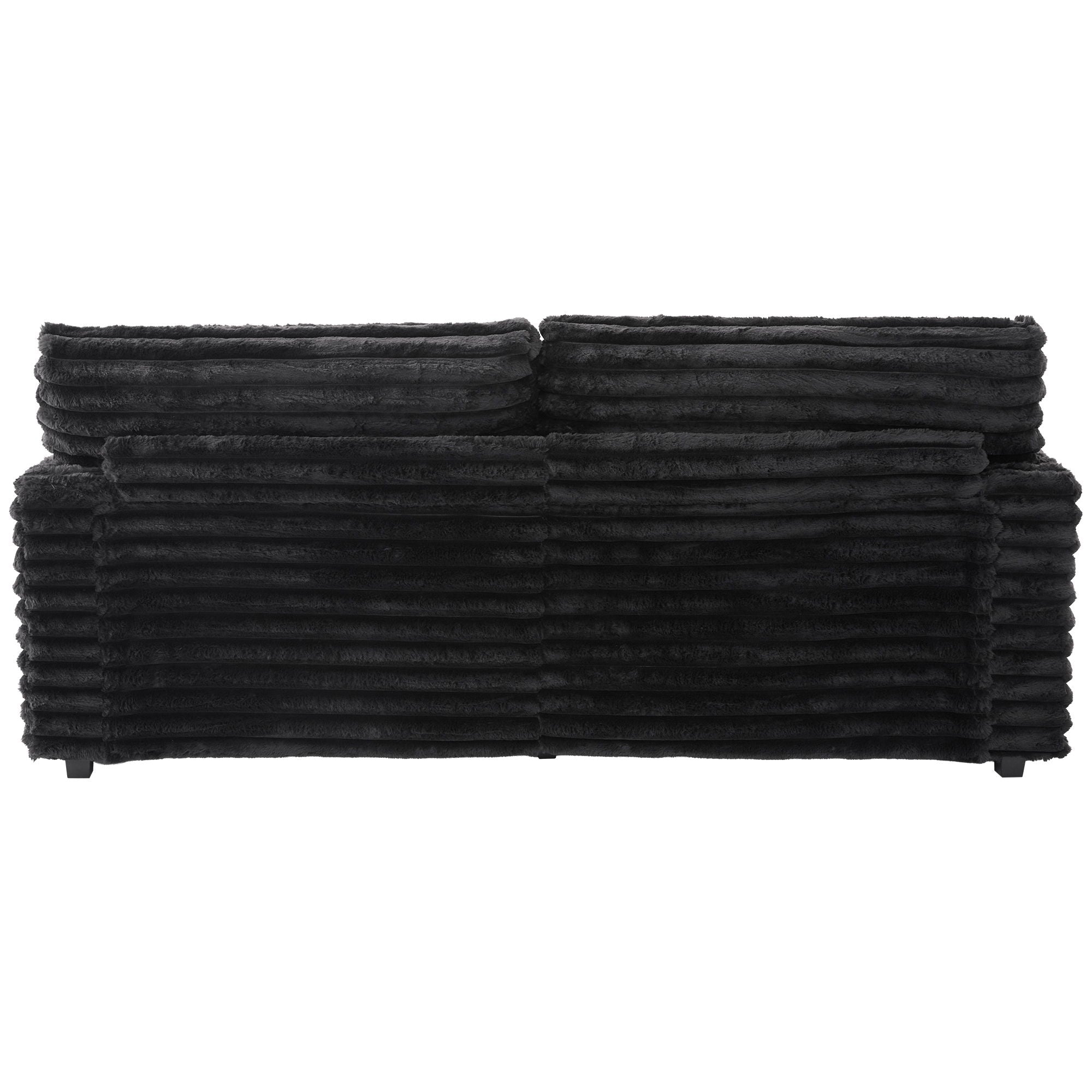 Plush Oversized Double Chaise Lounge Sofa Bed With USB Ports And Cup Holders