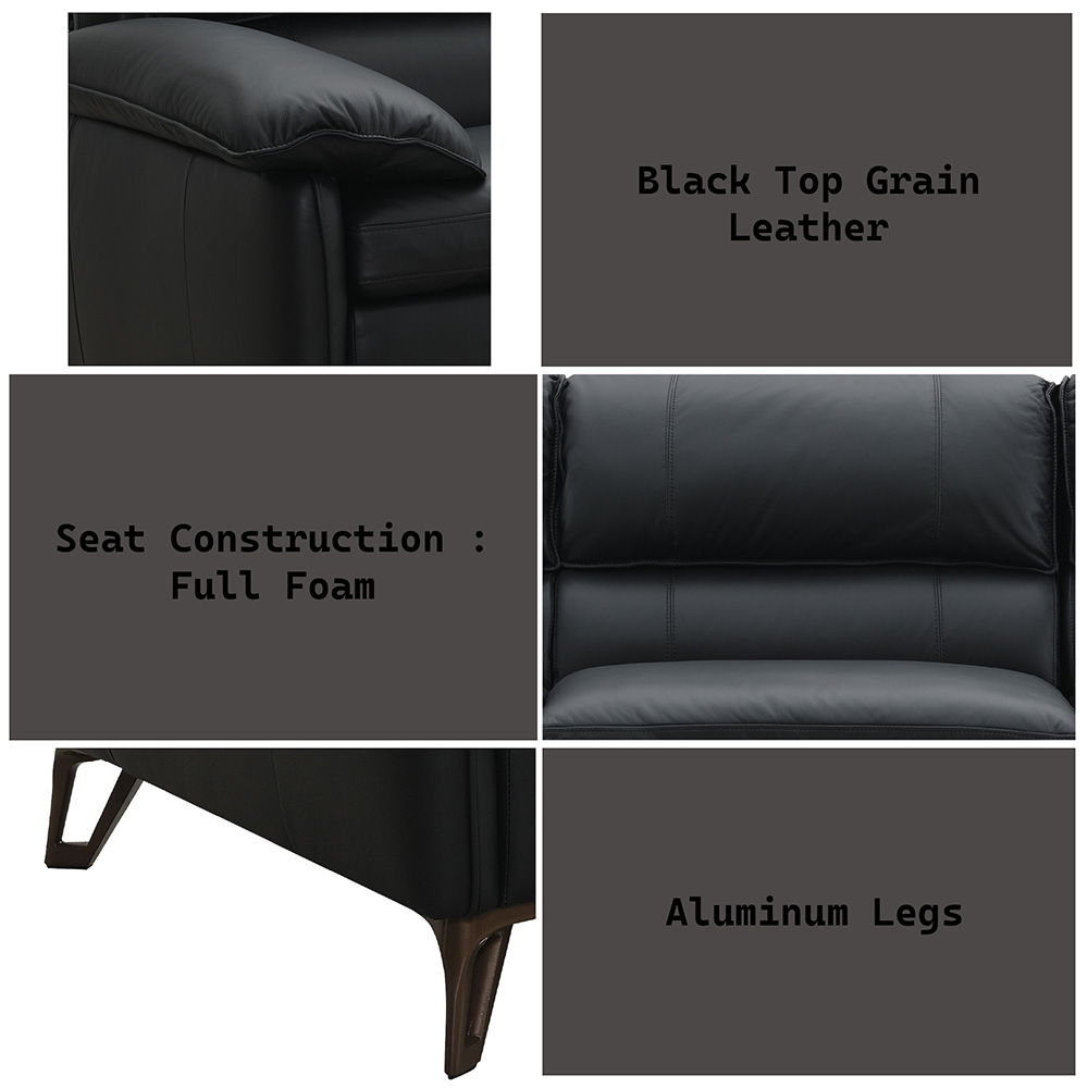 Eilene - Sofa - Black Top Grain Leather