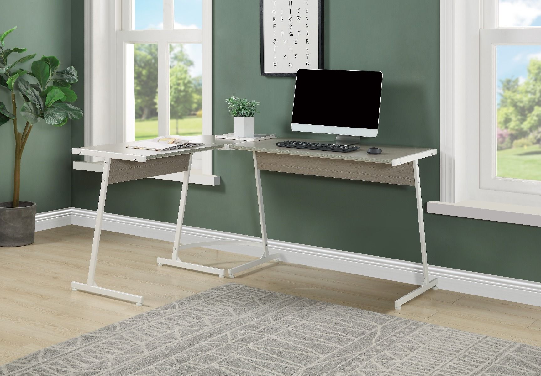 ACME Dazenus - Desk - Gray & White Finish | Meri Furniture