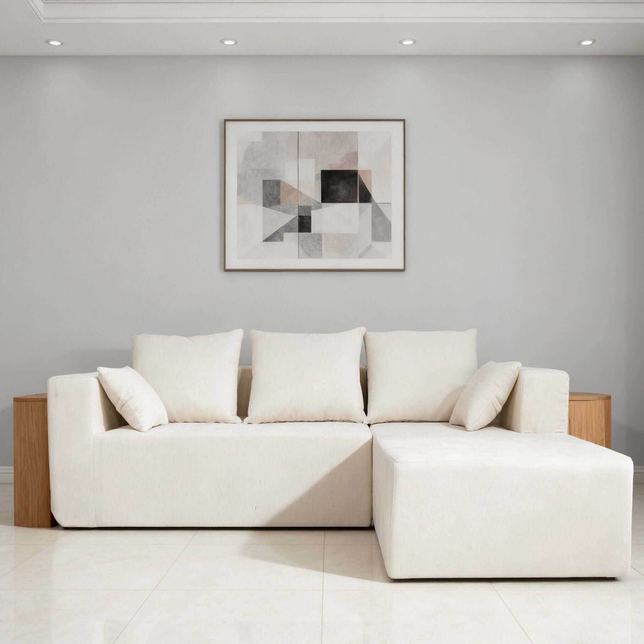 Modular Corner Sofa With Soft Linen Fabric