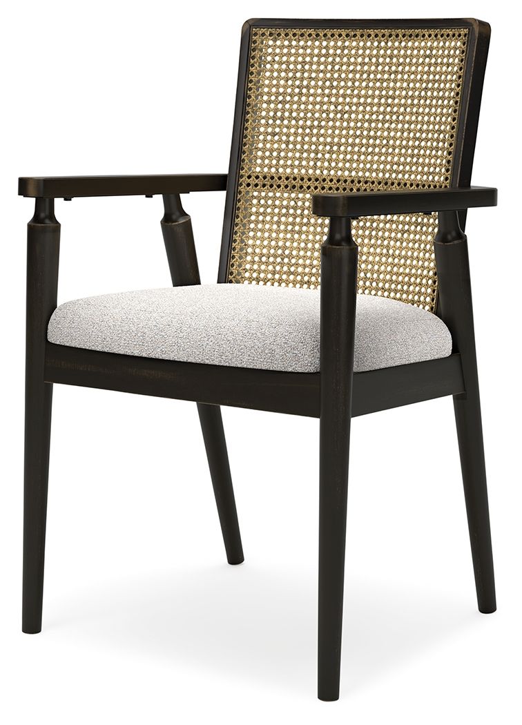 Signature Design by Ashley® Galliden - Black - Dining Upholstered Arm Chair (Set of 2) | Meri Furniture