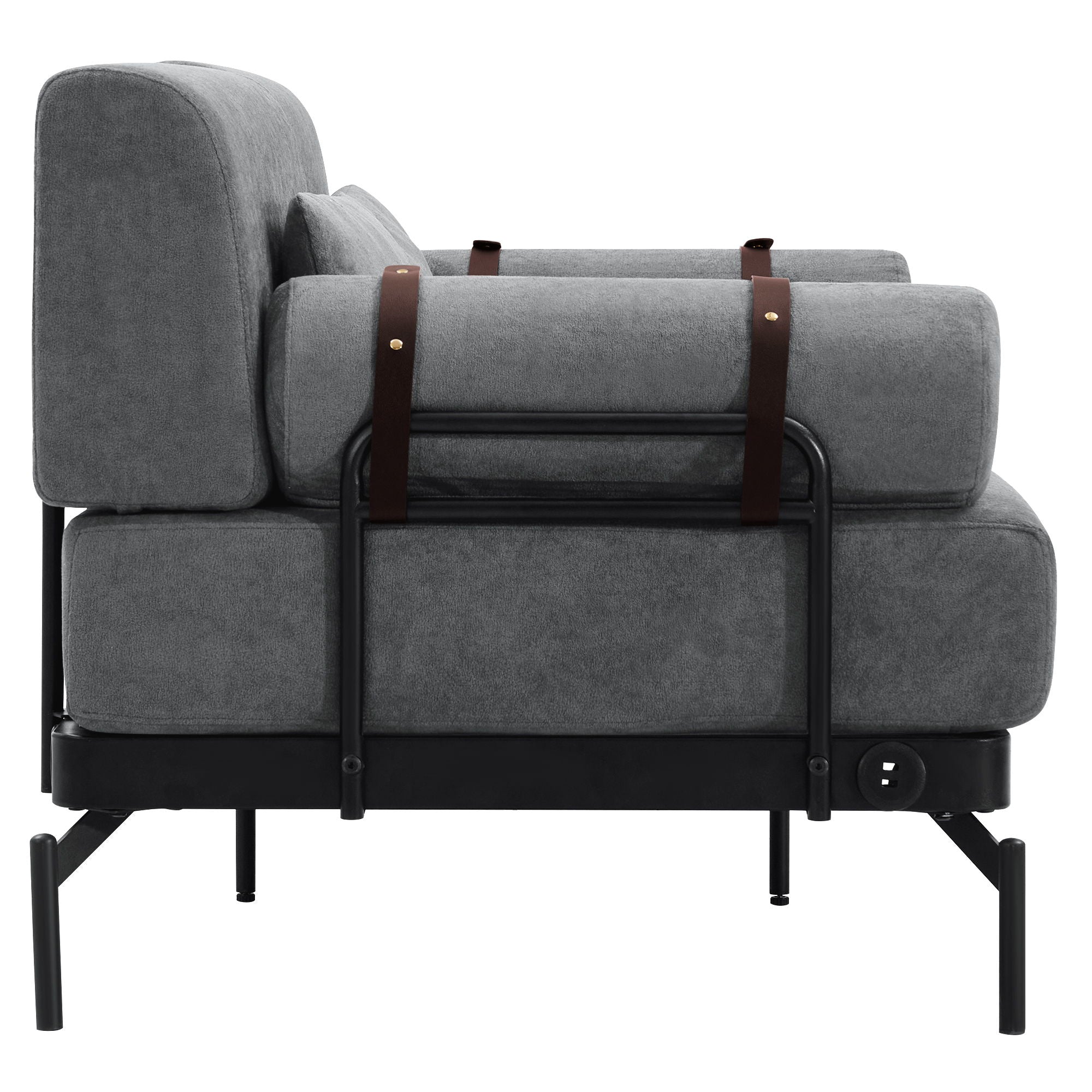 Modern Loveseat Sofa 2 Seater With USB Ports, Cylindrical Armrests