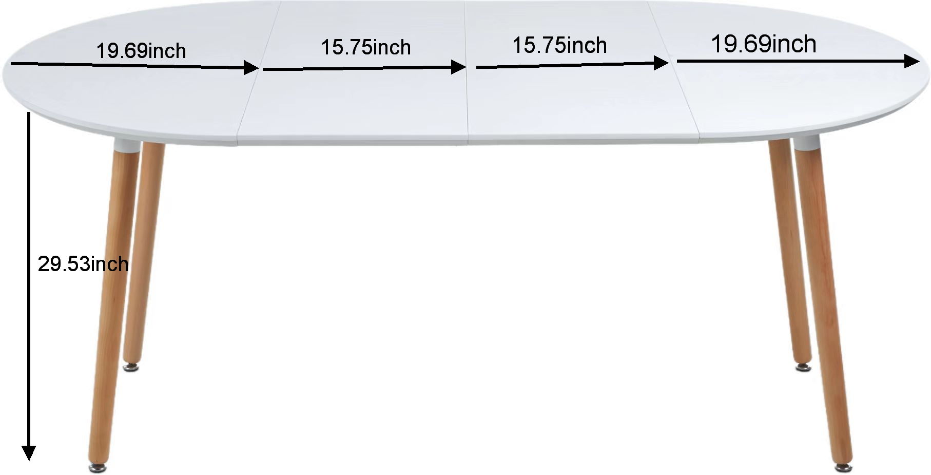 Extensible Table, Dining Table, Office Table, Coffee Table, Wood Leg - Matte White
