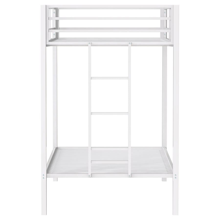 Alevera Metal Twin Over Twin Bunk Bed with Ladder