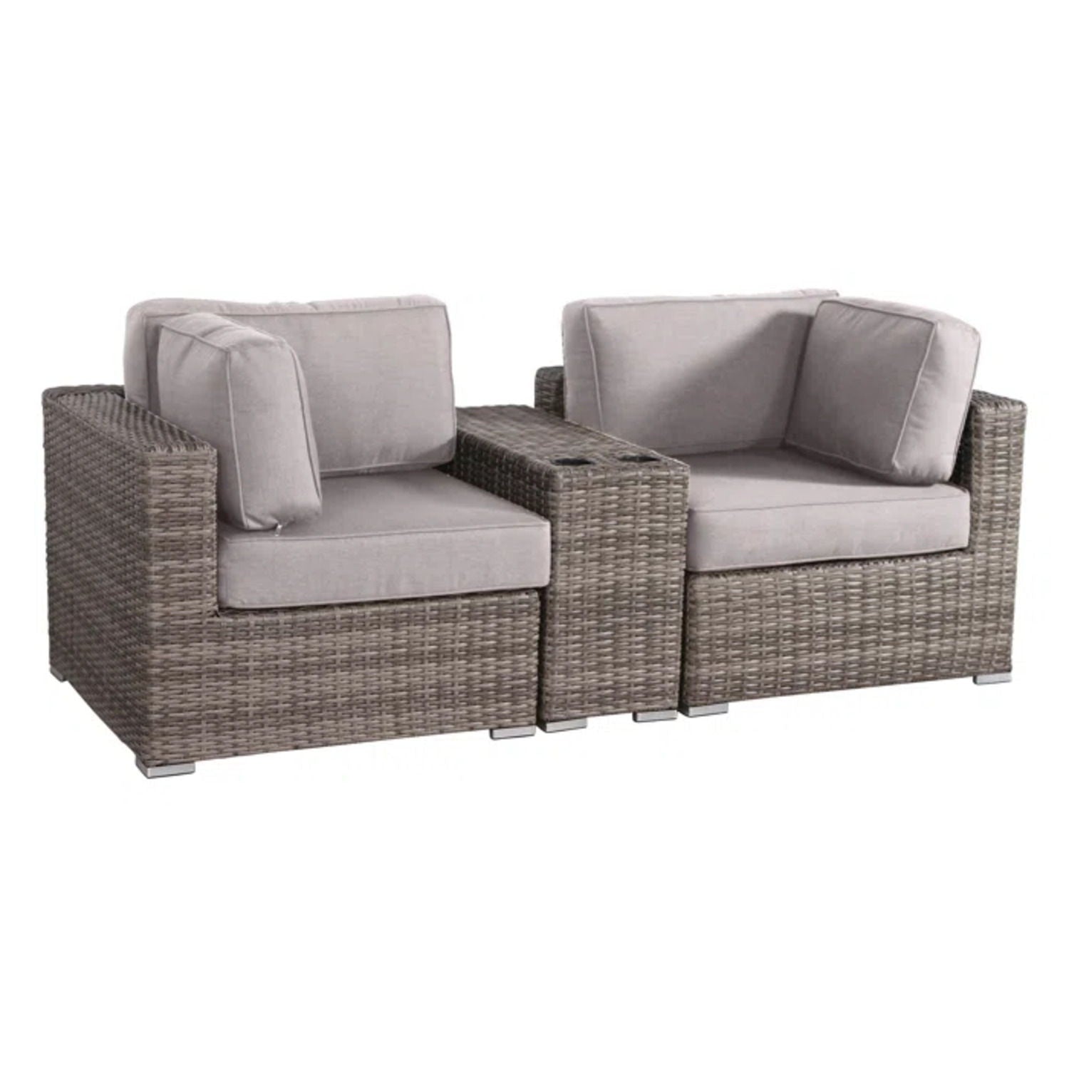 Handcrafted Outdoor Loveseat With Wicker Seating