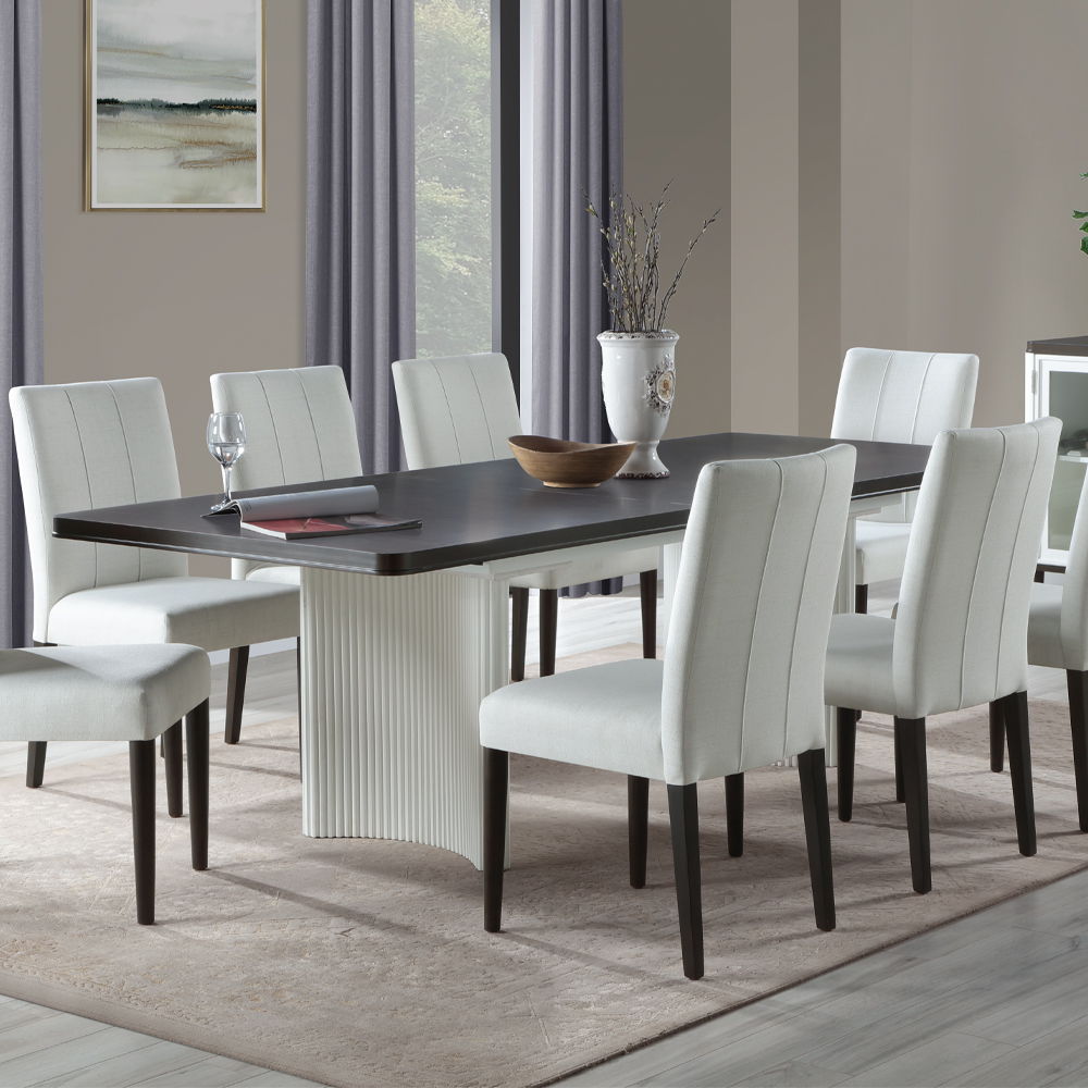 ACME Carena - Dining Table With Leaf - White & Brown Finish | Meri Furniture