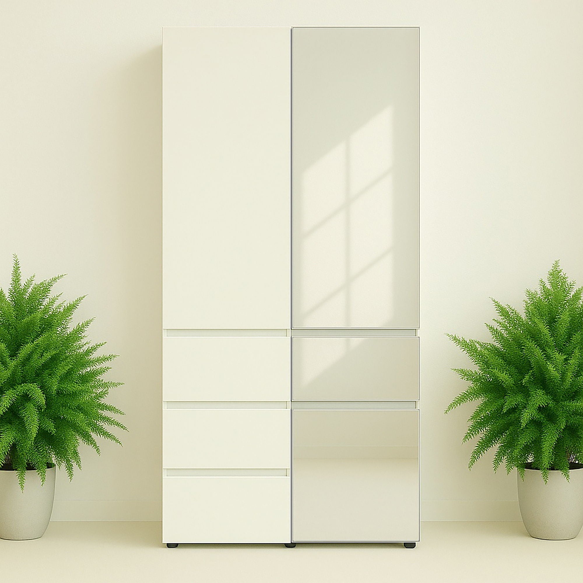 Elise - Modular Closet System With Mirror For Custom Storage Solutions - White