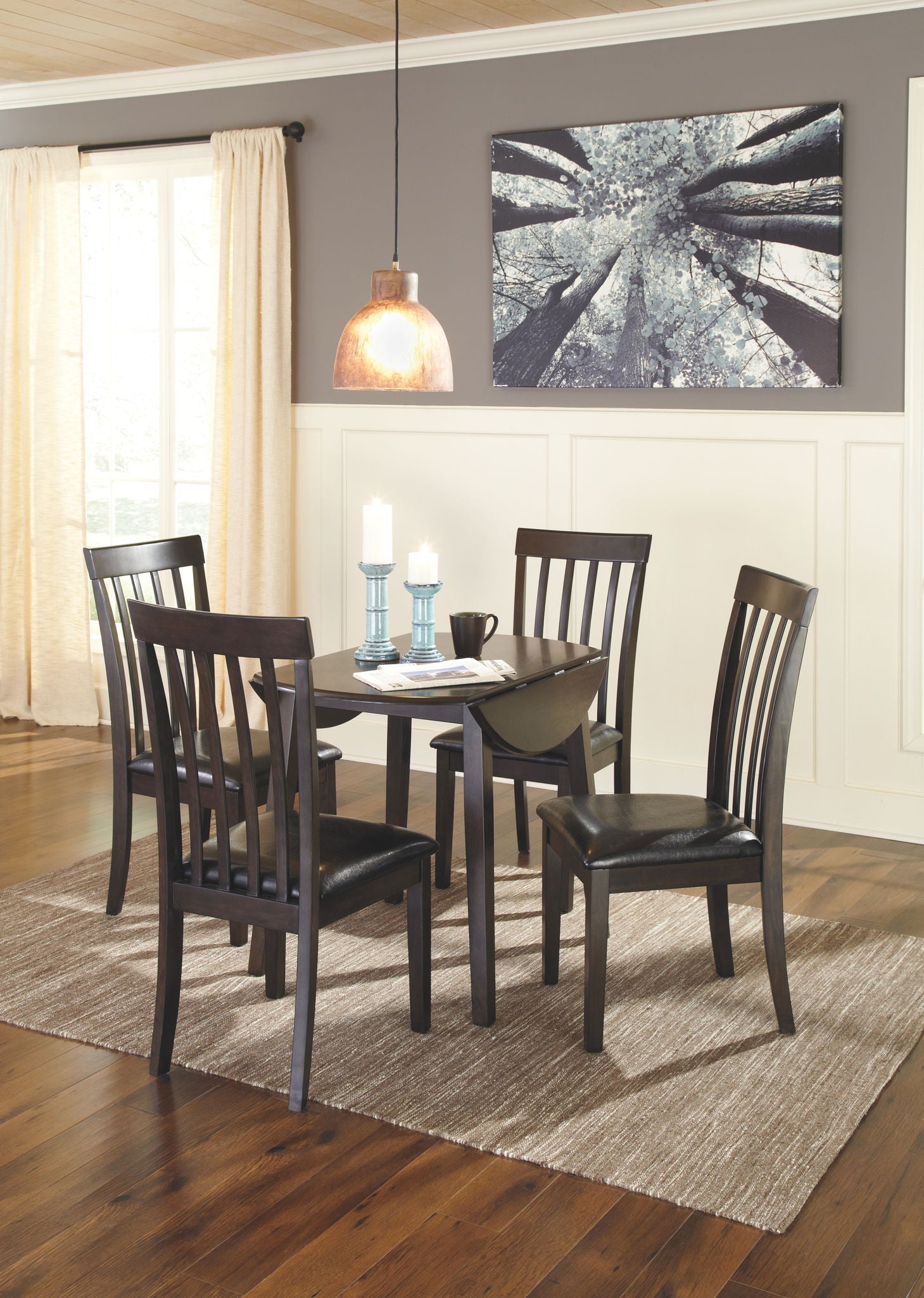 Hammis - Round DRM Drop Leaf Table - Dark Brown