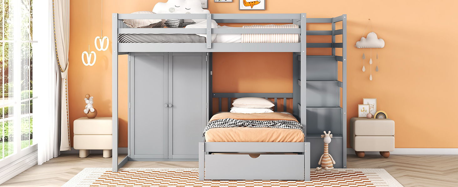 Bunk Bed With Wardrobe, Drawers