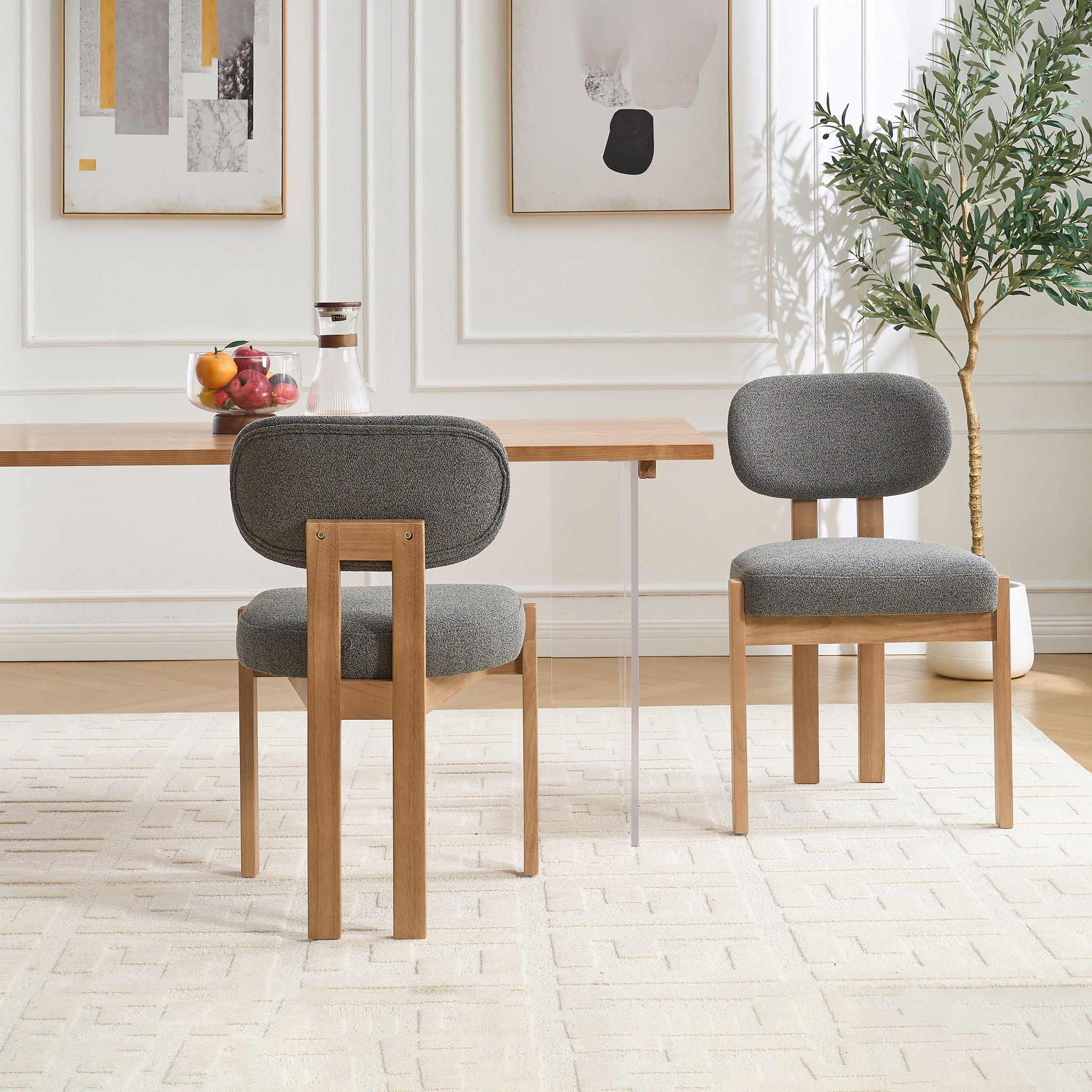 Dining Chairs With Ergonomic Backrest And Adjustable Feet (Set of 2)