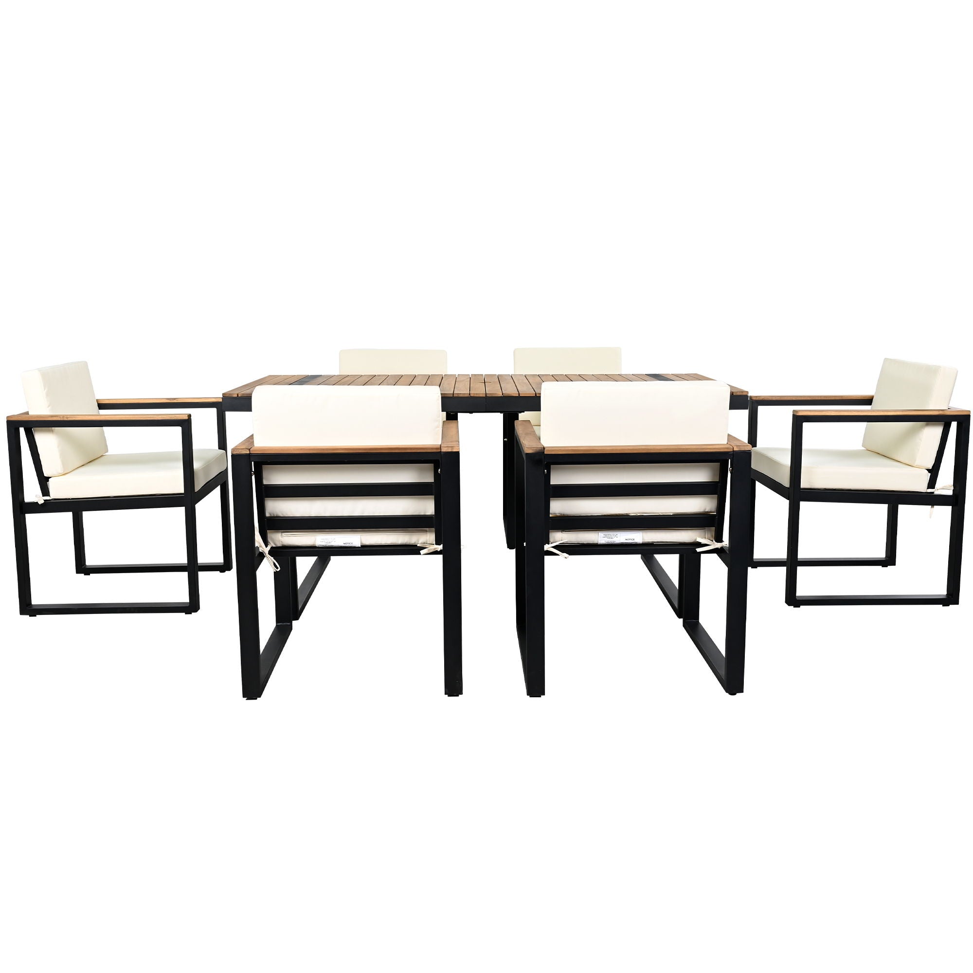 7 Pieces Outdoor Dining Set Patio Dining Table And Chair Set With And Removable Cushions For Patio