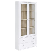 Coaster Fine Furniture Hawthorne - 4-Shelf Glass Door Tall Cabinet With Drawers | Meri Furniture