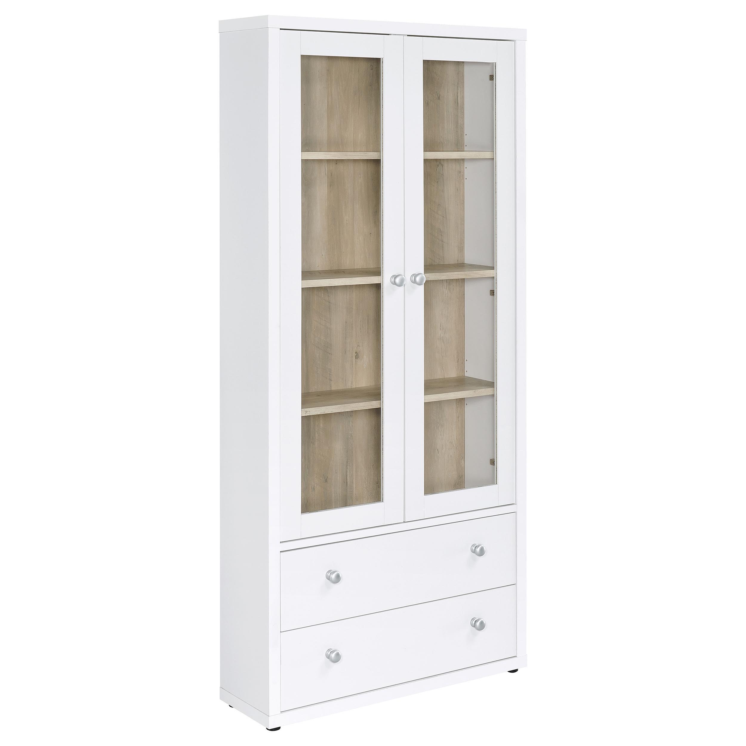 Coaster Fine Furniture Hawthorne - 4-Shelf Glass Door Tall Cabinet With Drawers | Meri Furniture