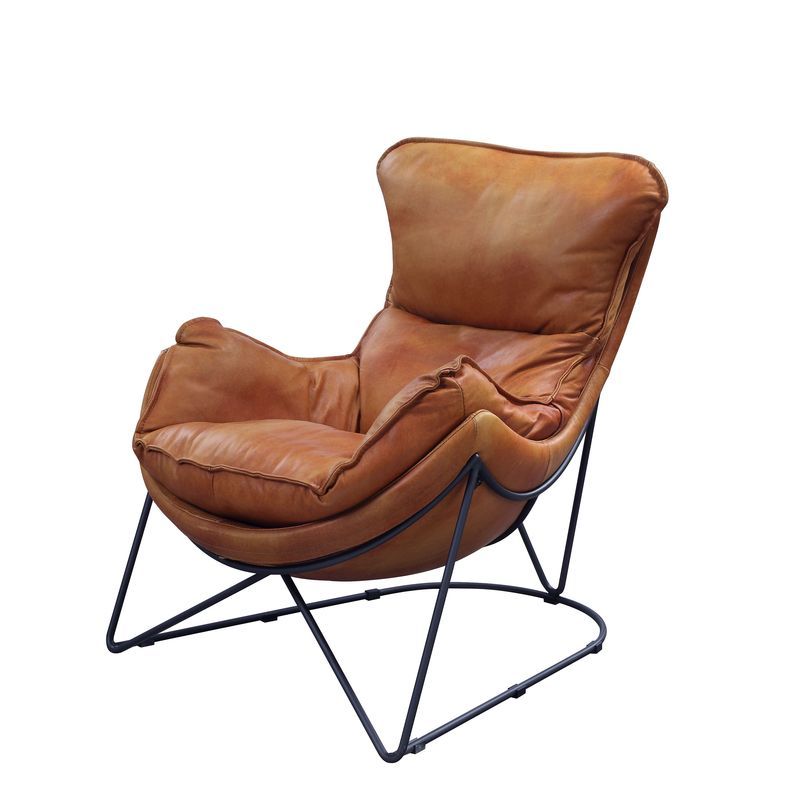 ACME Thurshan - Accent Chair - Aperol Top Grain Leather & Black Finish | Meri Furniture