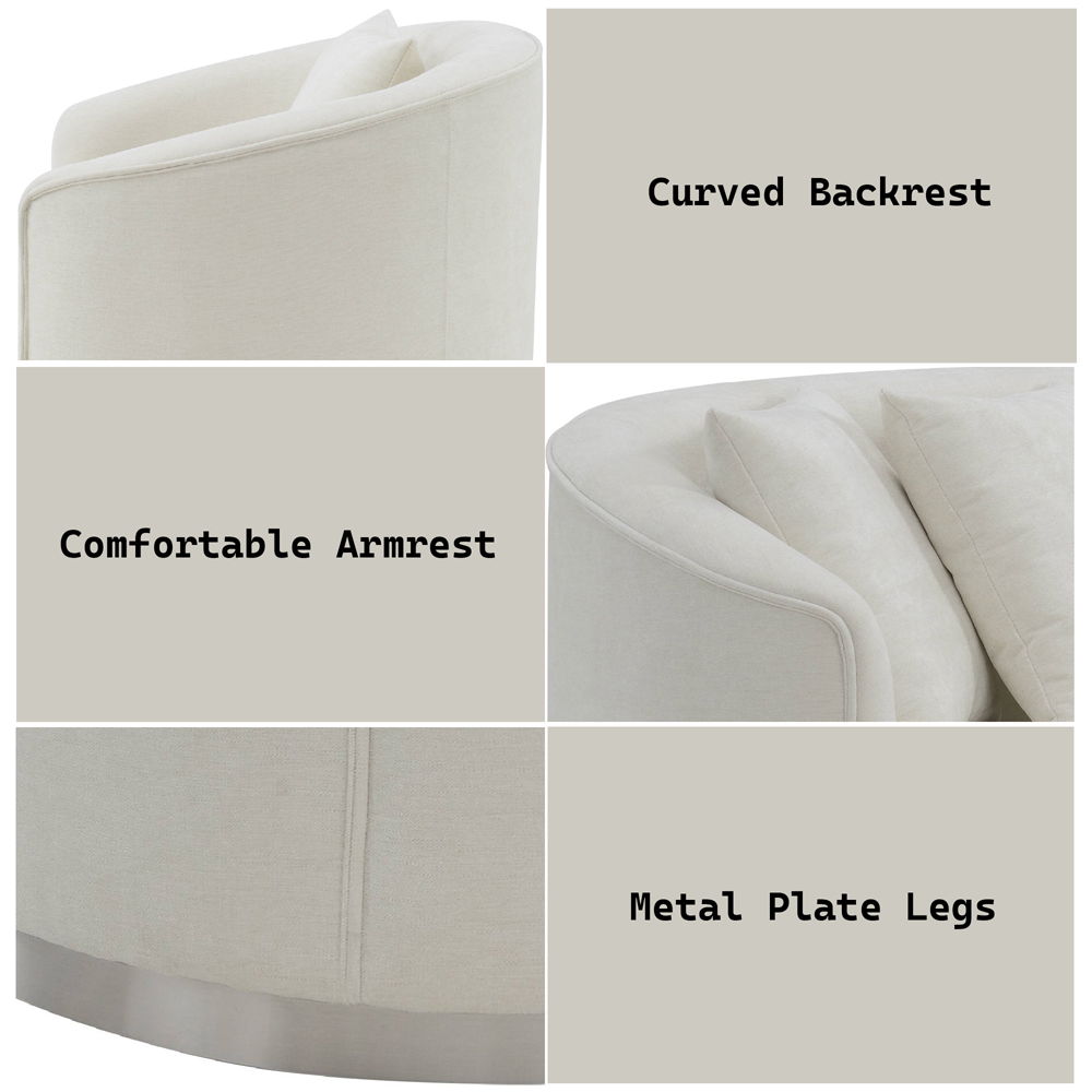 Odette - Sofa With 4 Pillows - Beige Chenille